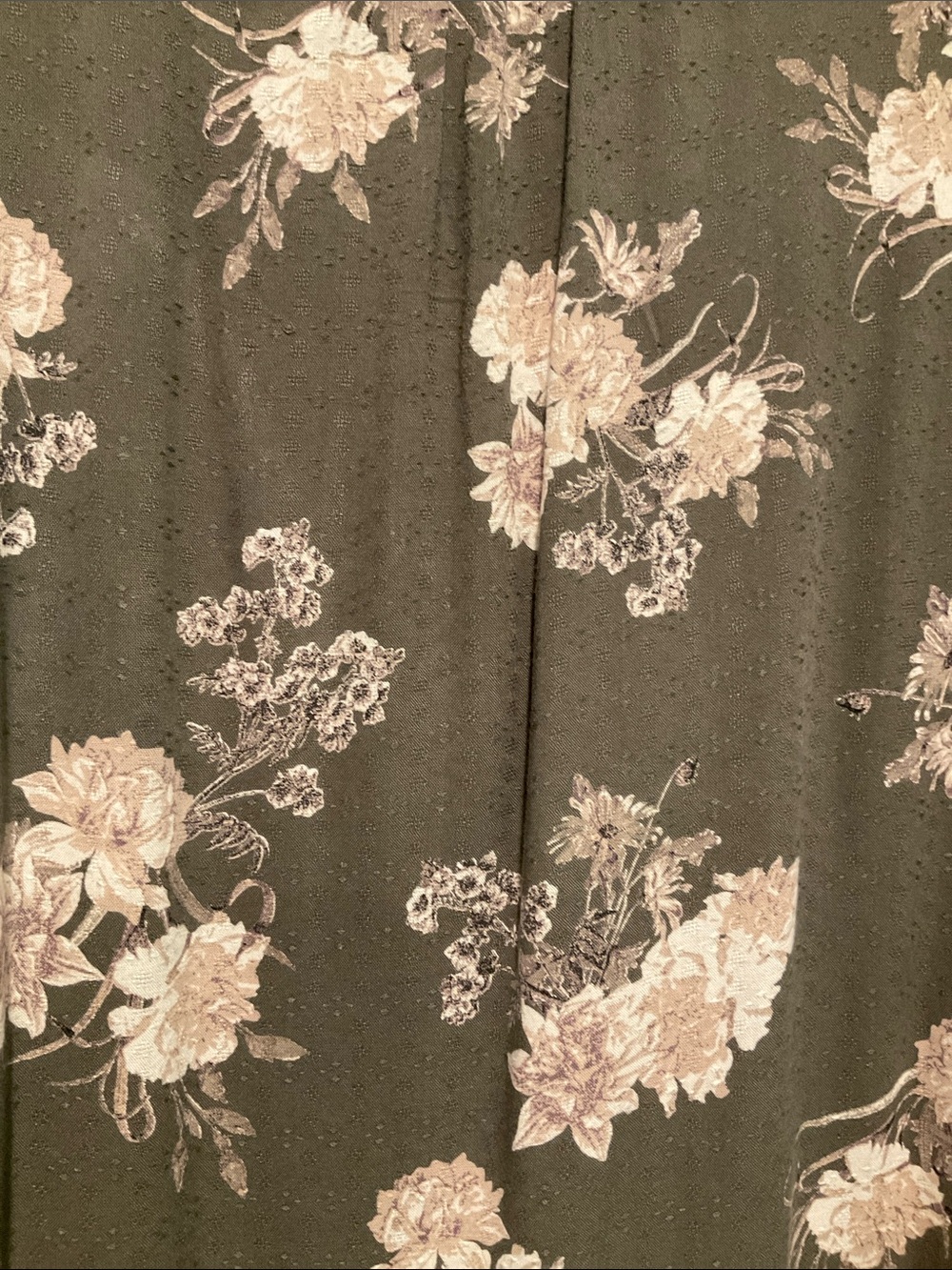 Lucky Brand Olive Green Floral V-Neck Peasant Blouse - Picture 6 of 7